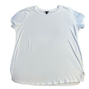 Torrid Womens Size 1 US XL Pullover Top White Short Sleeve Cotton Modal